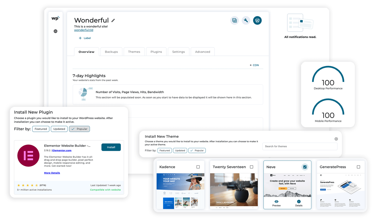 WPSquared Control Panel Dashboard